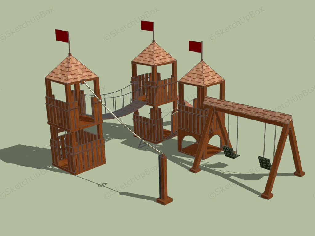 Wooden Outdoor Playset sketchup model preview - SketchupBox