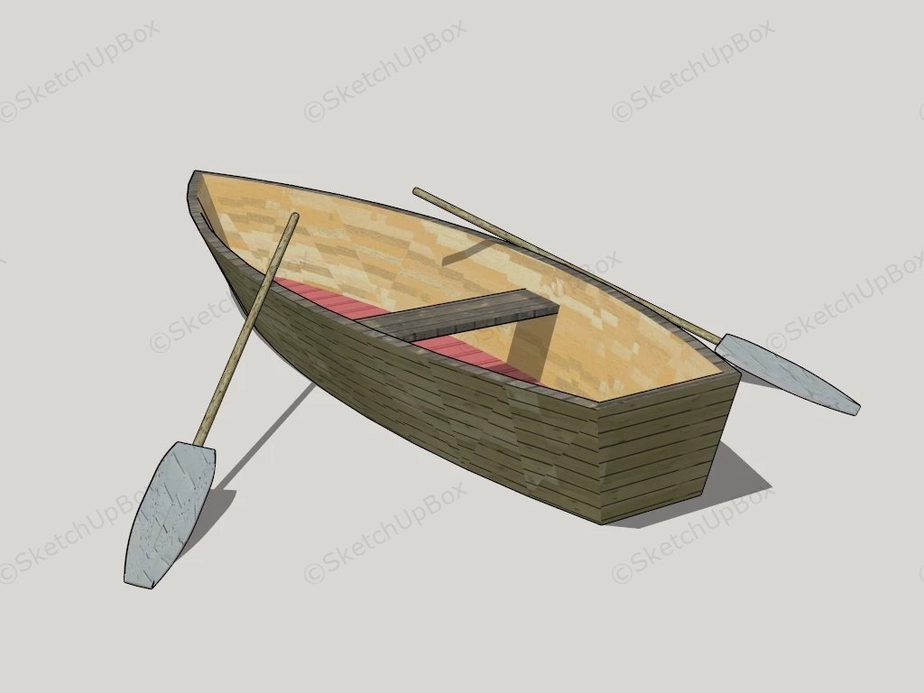 Wood Row Boat sketchup model preview - SketchupBox