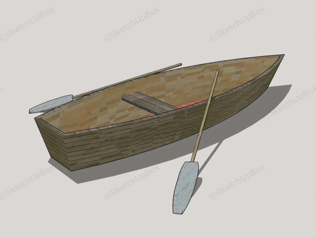 Wood Row Boat sketchup model preview - SketchupBox