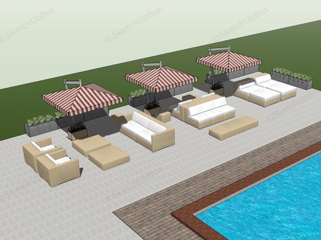 Outdoor Swiming Pool Sofa Sets sketchup model preview - SketchupBox