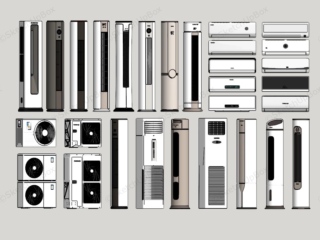 Split Air Conditioner Collection sketchup model preview - SketchupBox