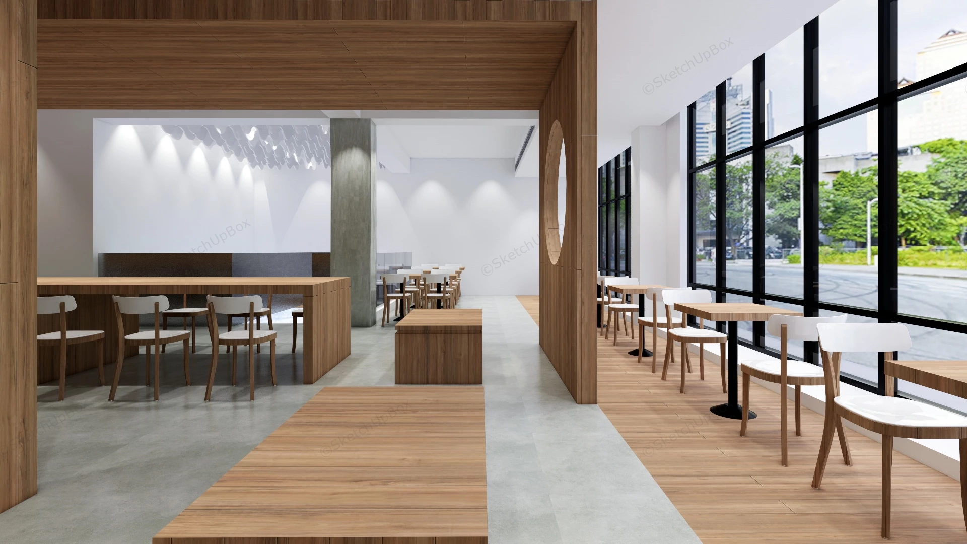 Minimalist Restaurant Design sketchup model preview - SketchupBox