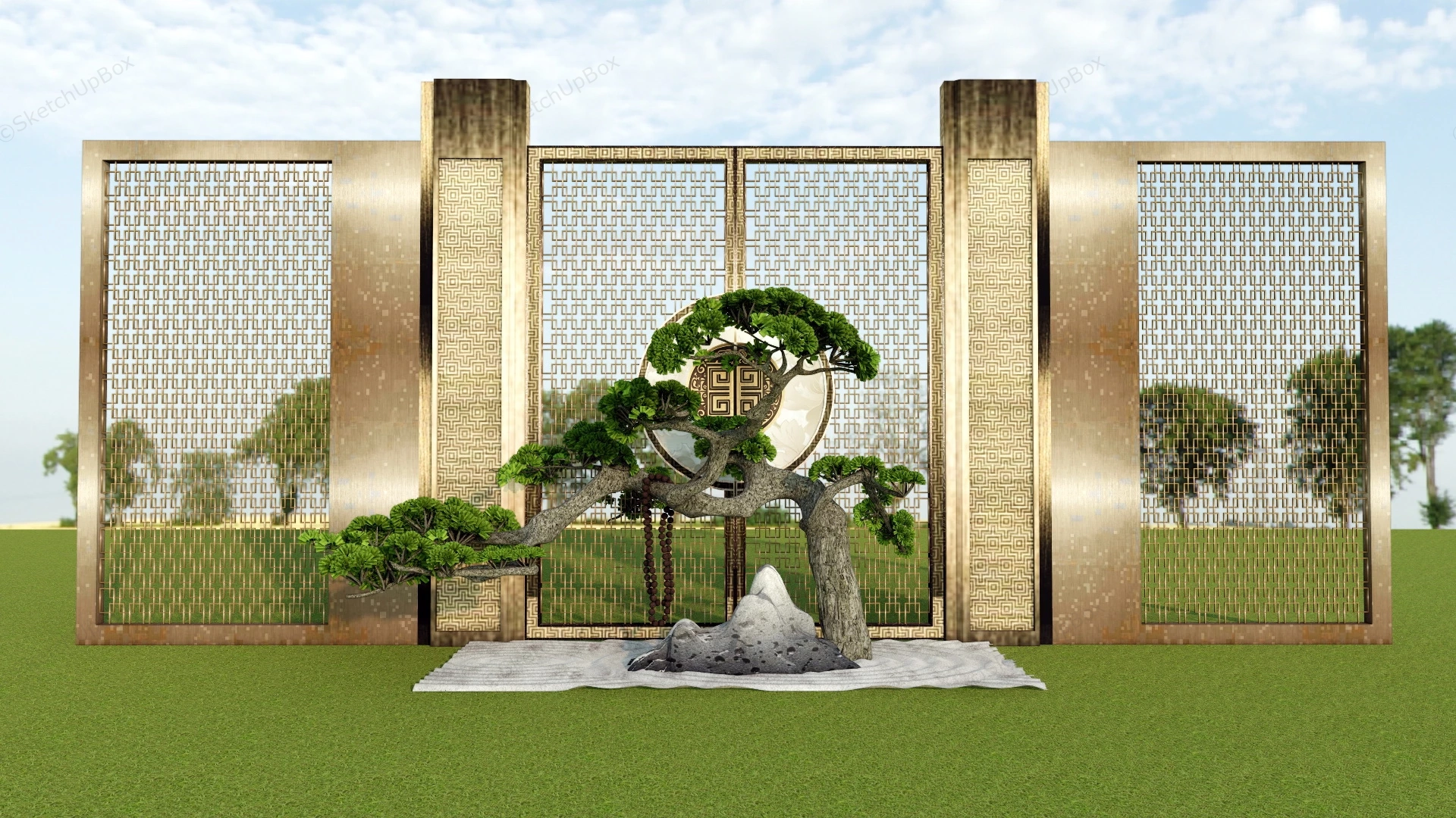 Zen Garden Feature Wall sketchup model preview - SketchupBox