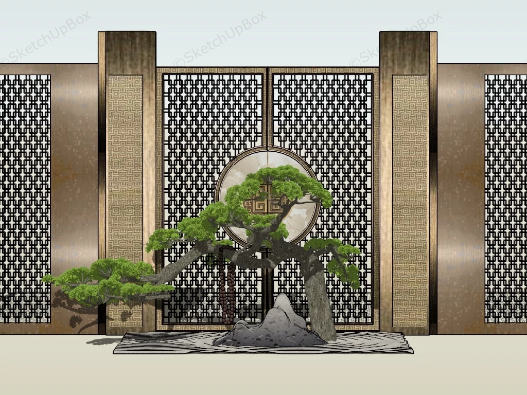 Zen Garden Feature Wall sketchup model preview - SketchupBox