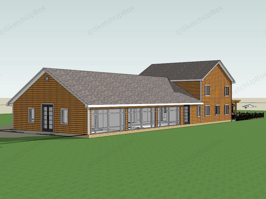 Wooden Country House Plan sketchup model preview - SketchupBox