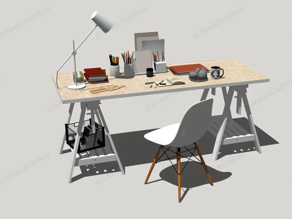 Minimalist Home Office Desk And Chair sketchup model preview - SketchupBox