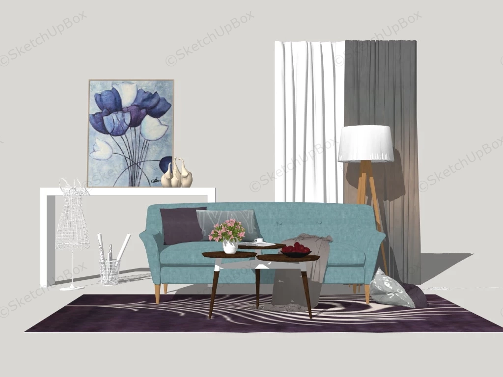 Small Scandinavian Living Room Idea sketchup model preview - SketchupBox