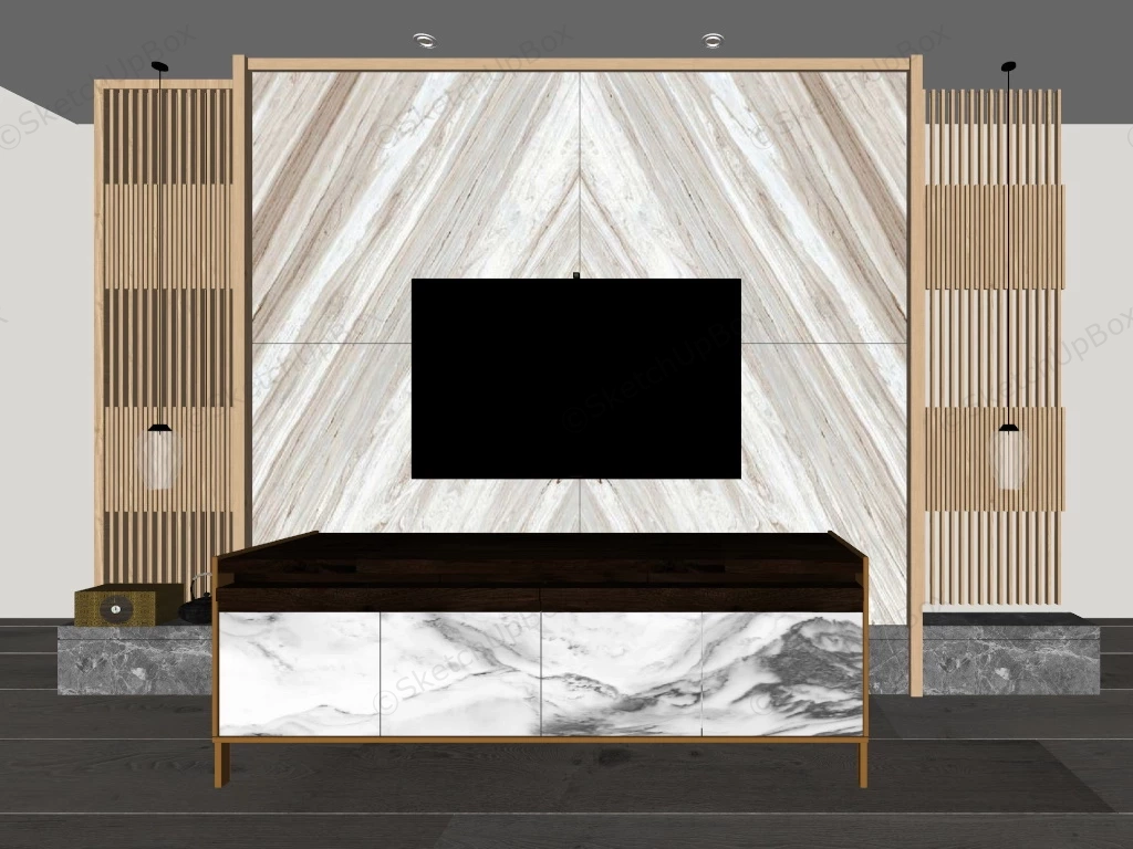 Family Room TV Wall Idea sketchup model preview - SketchupBox