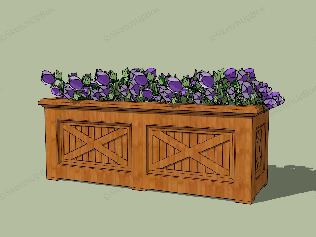 Rectangular Wooden Planter Box sketchup model preview - SketchupBox