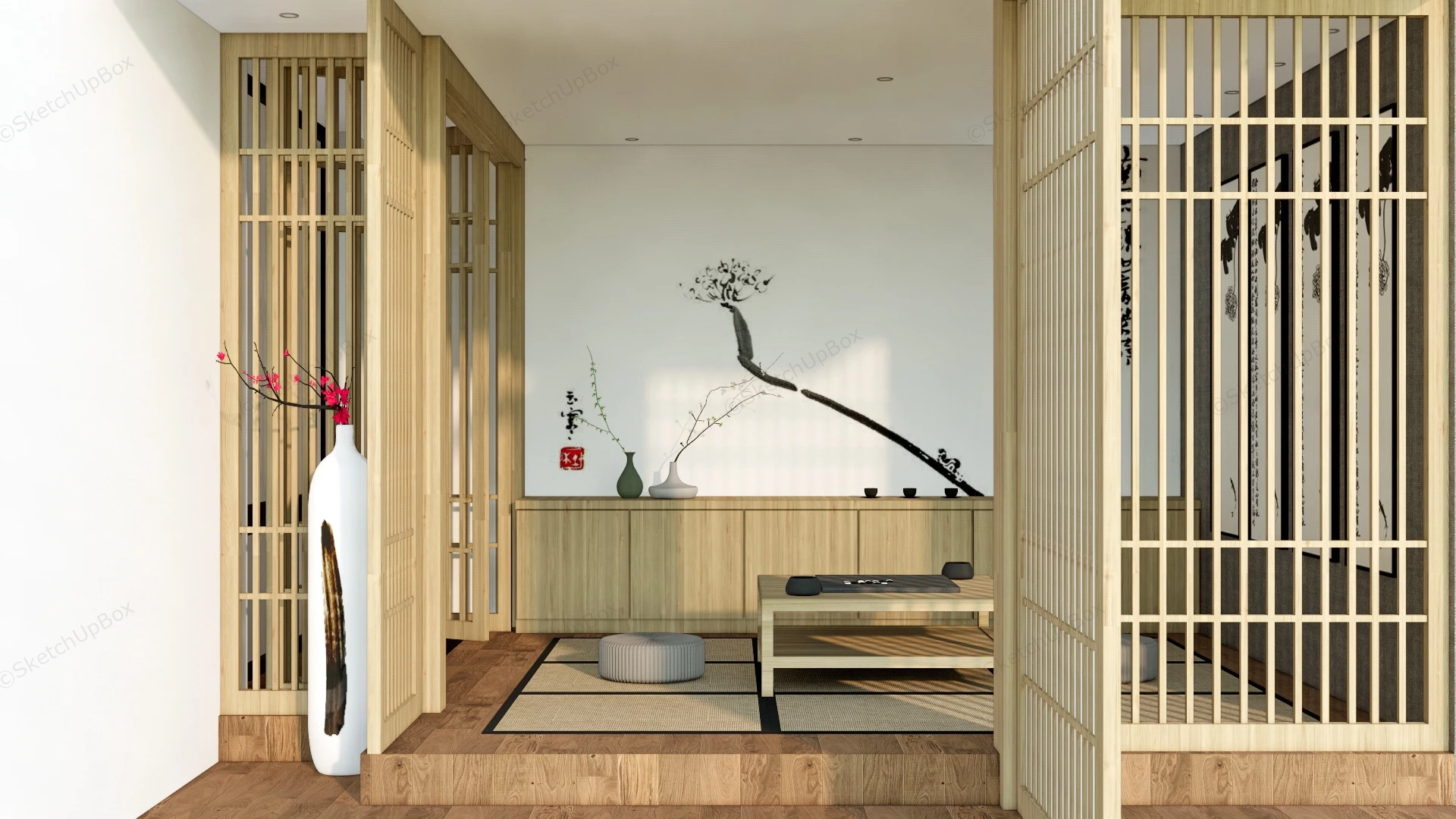 Japanese Tea House Interior sketchup model preview - SketchupBox