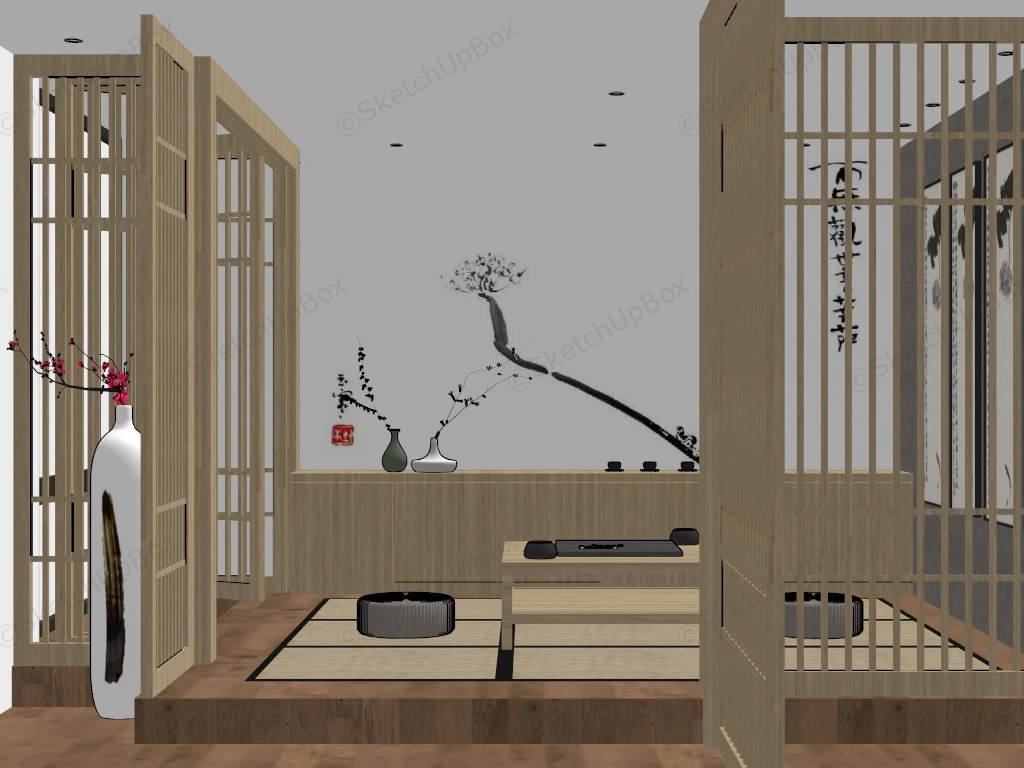 Japanese Tea House Interior sketchup model preview - SketchupBox