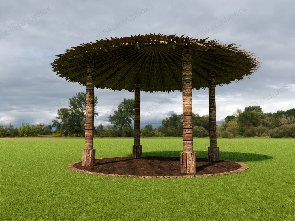 Round Thatched Roof Gazebo sketchup model preview - SketchupBox