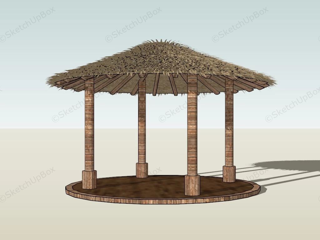 Round Thatched Roof Gazebo sketchup model preview - SketchupBox