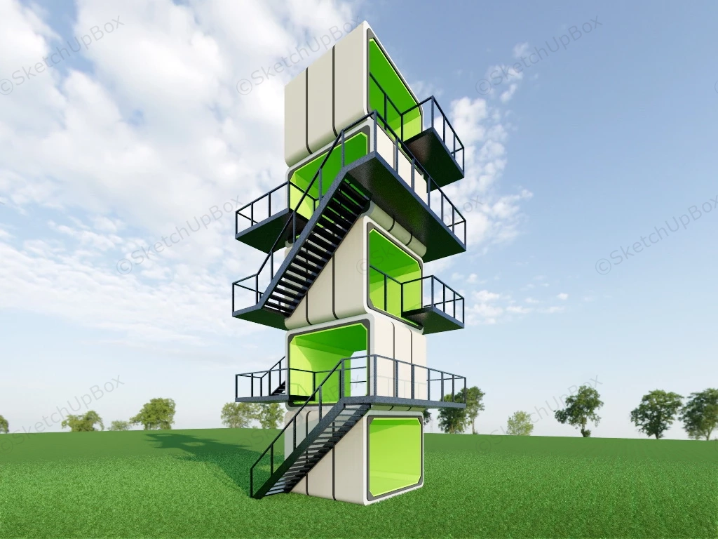 Modern Observation Tower sketchup model preview - SketchupBox