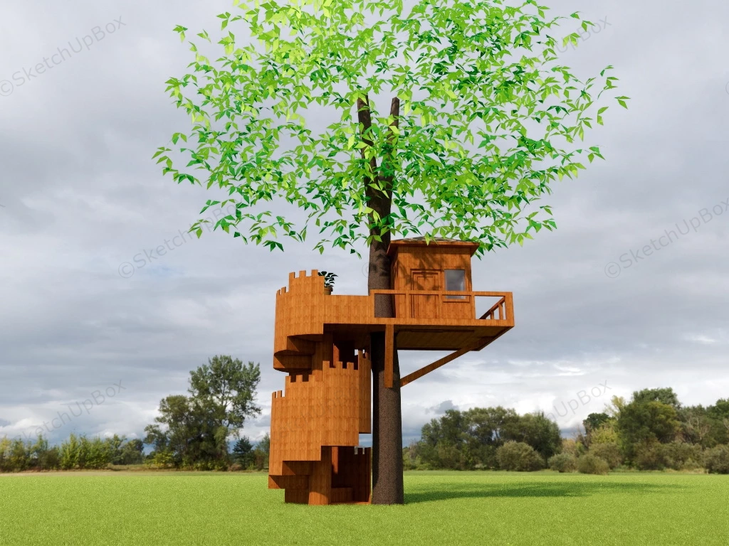 Spiral Staircase Tree House sketchup model preview - SketchupBox