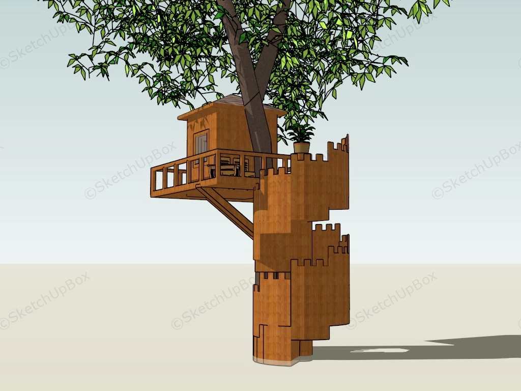 Spiral Staircase Tree House sketchup model preview - SketchupBox