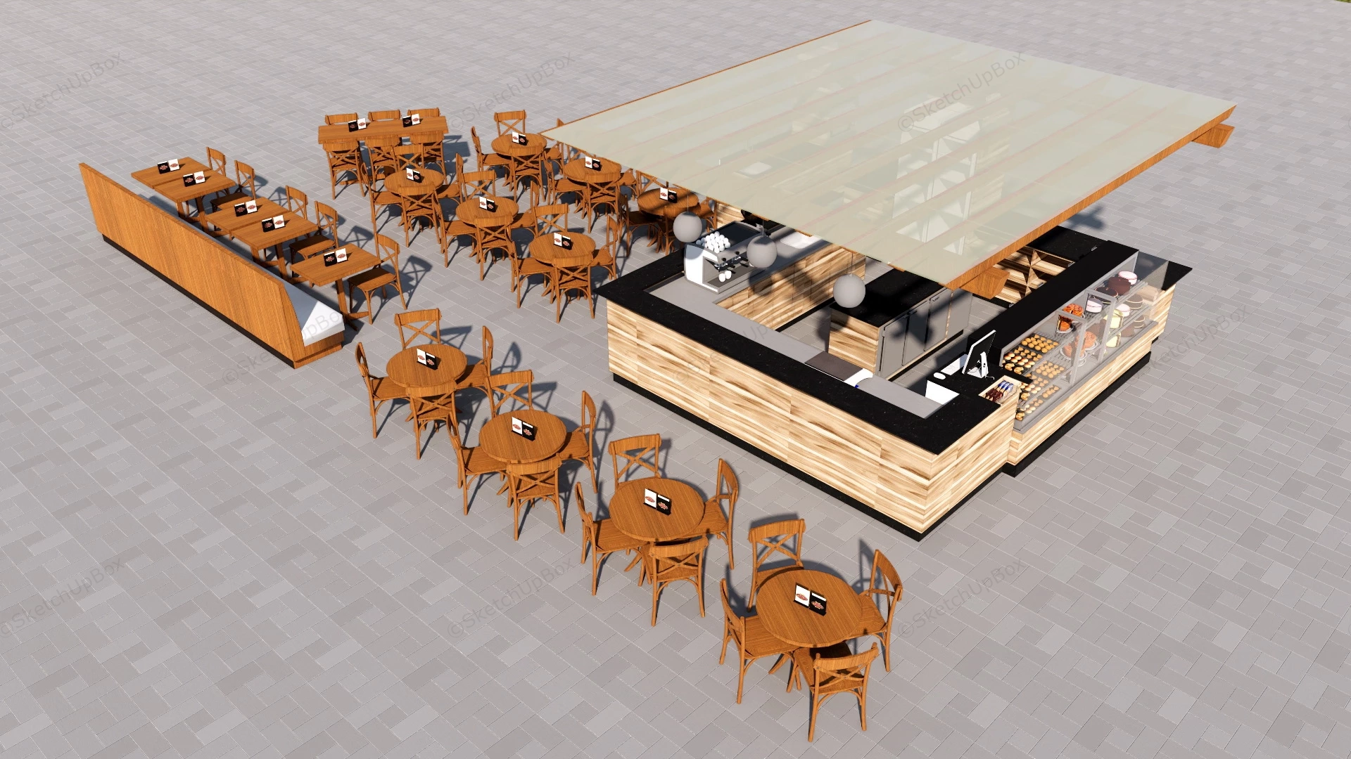 Outdoor Cafe Design Idea sketchup model preview - SketchupBox