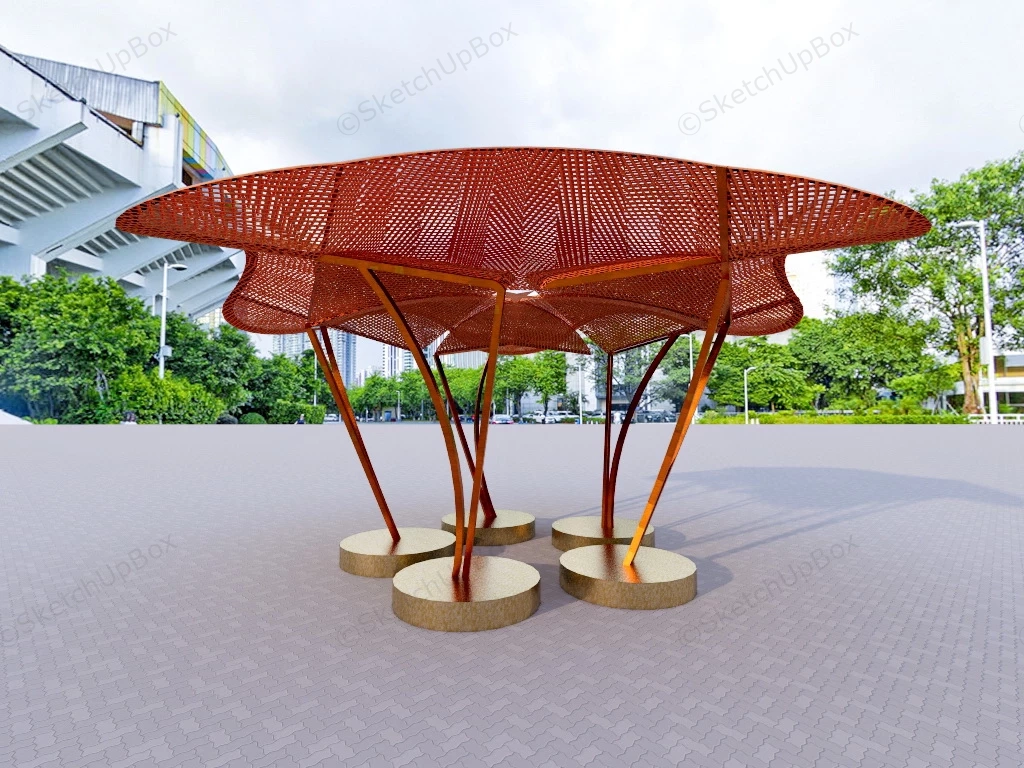 Urban Gazebo With Bench sketchup model preview - SketchupBox