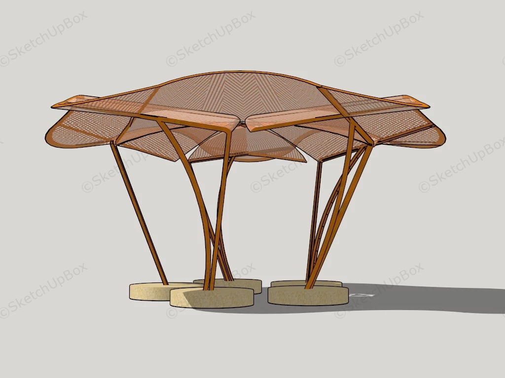 Urban Gazebo With Bench sketchup model preview - SketchupBox