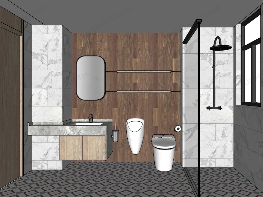 Small Bathroom With Walk In Shower sketchup model preview - SketchupBox