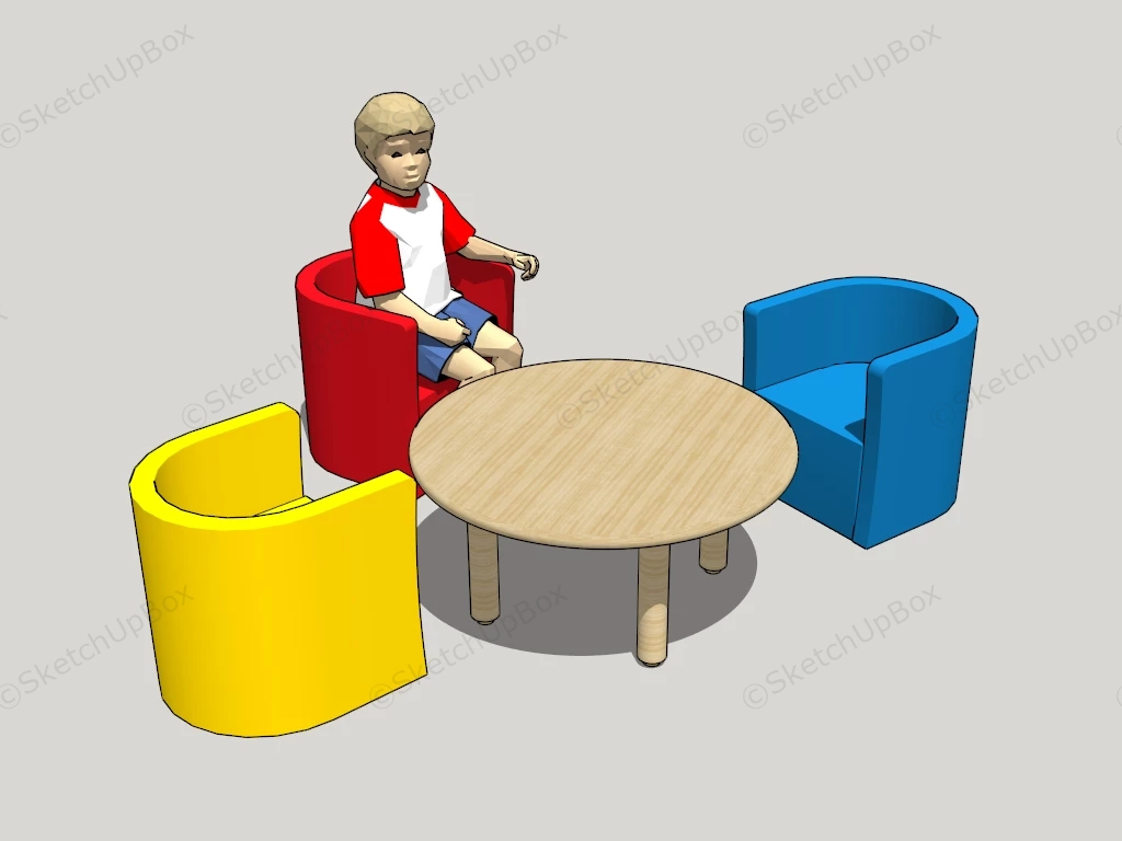 Kids Tub Chairs And Table sketchup model preview - SketchupBox