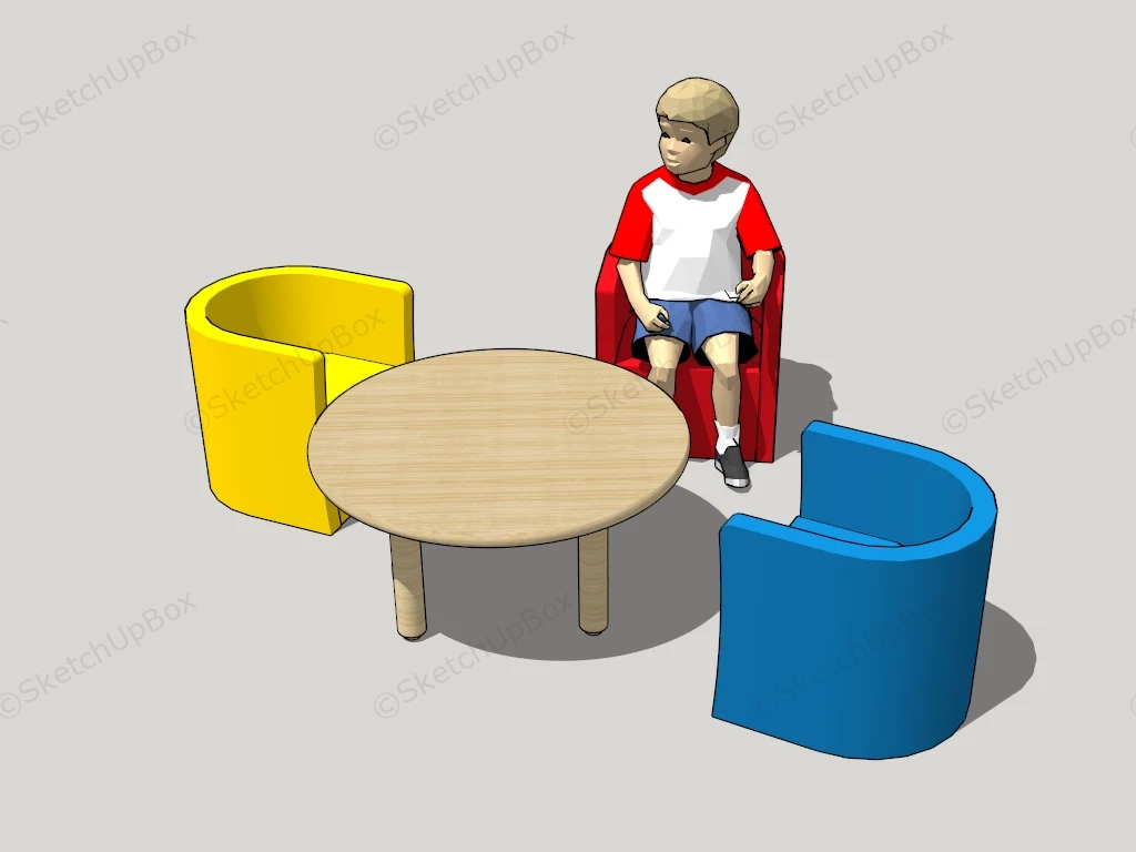 Kids Tub Chairs And Table sketchup model preview - SketchupBox