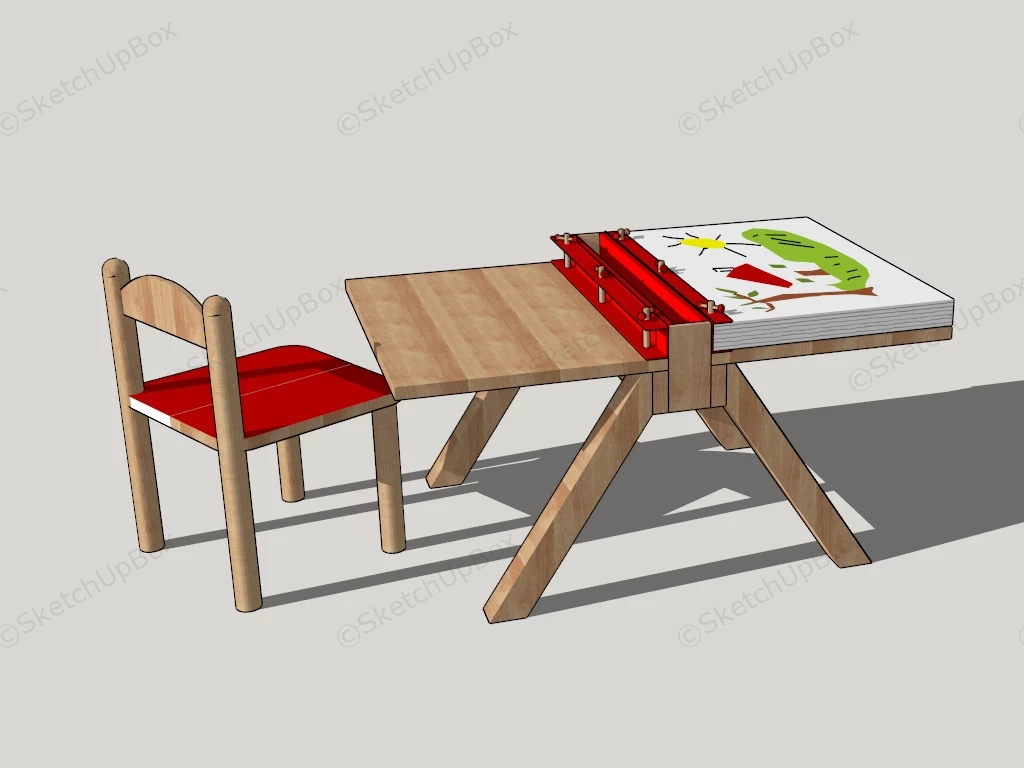 Kids Art & Craft Table And Chair Set sketchup model preview - SketchupBox