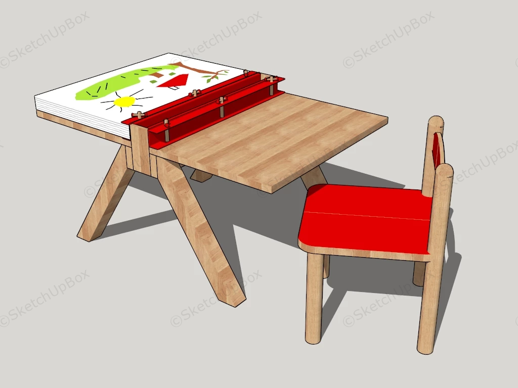 Kids Art & Craft Table And Chair Set sketchup model preview - SketchupBox