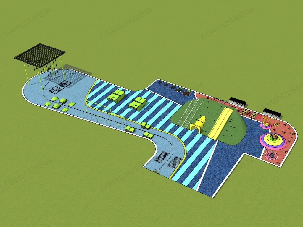 Small Playground And Sports Field sketchup model preview - SketchupBox