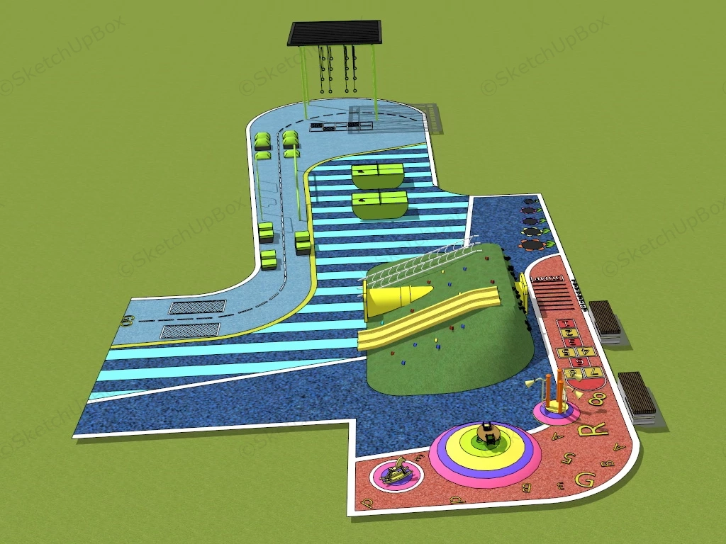 Small Playground And Sports Field sketchup model preview - SketchupBox