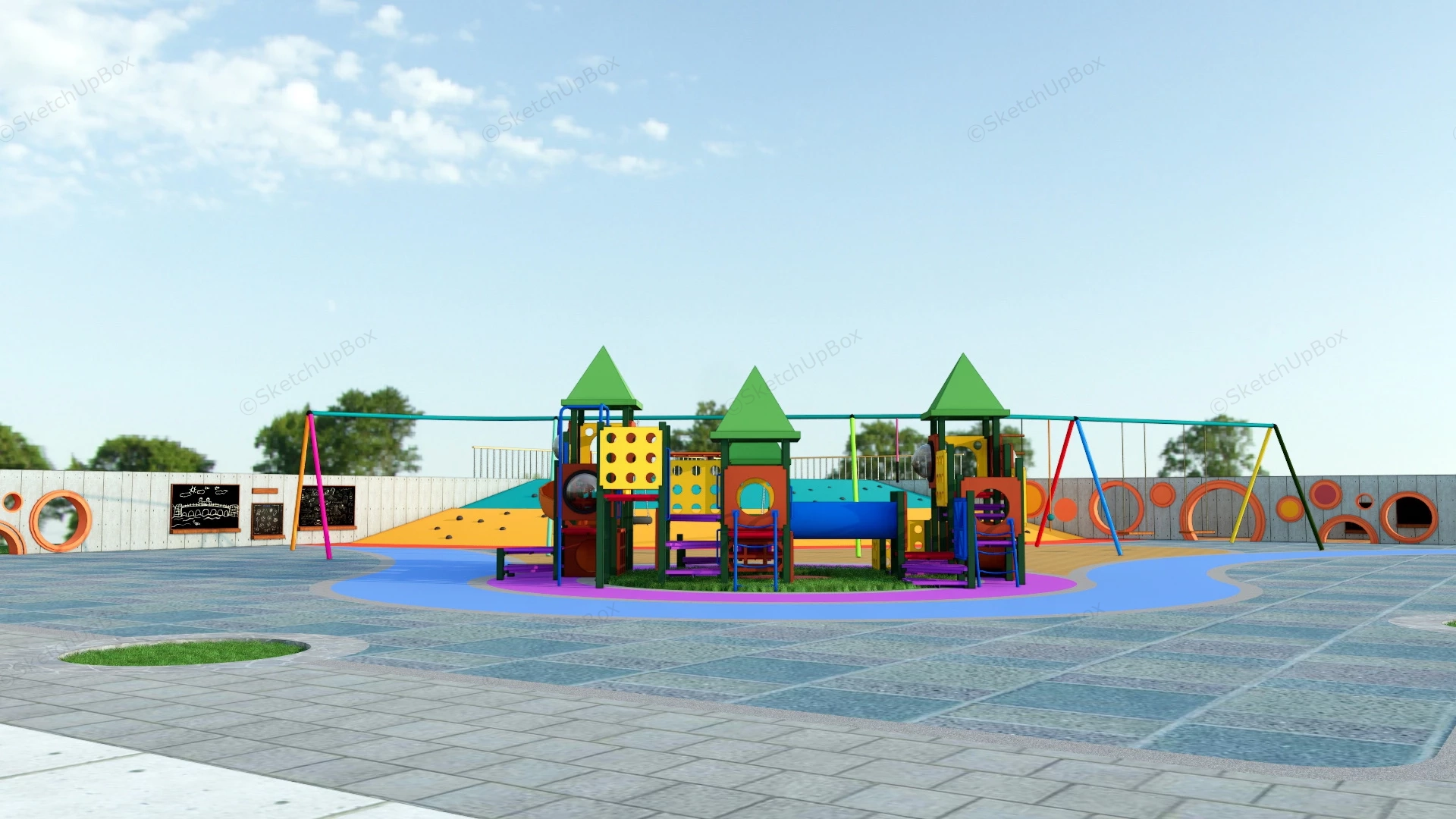 Kindergarten Playground Idea sketchup model preview - SketchupBox