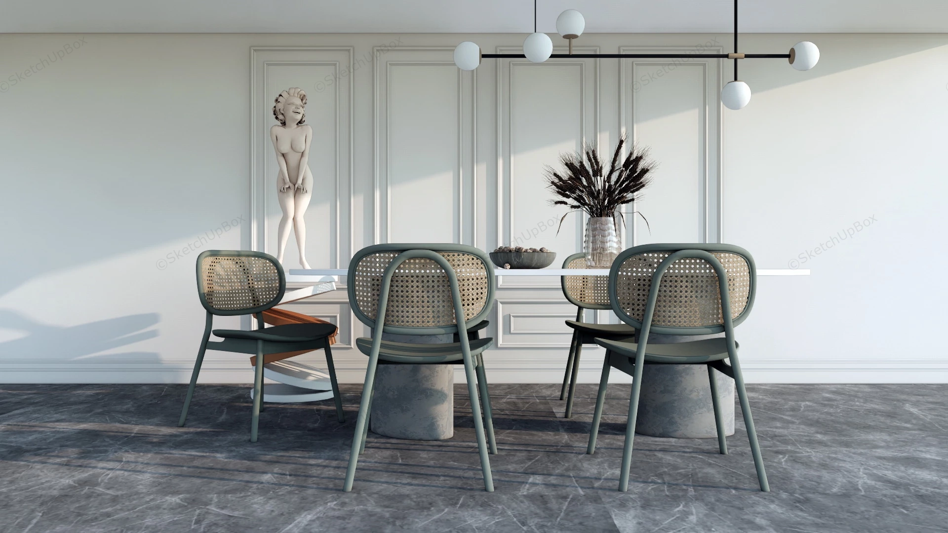 Chic Scandinavian Dining Room Set sketchup model preview - SketchupBox