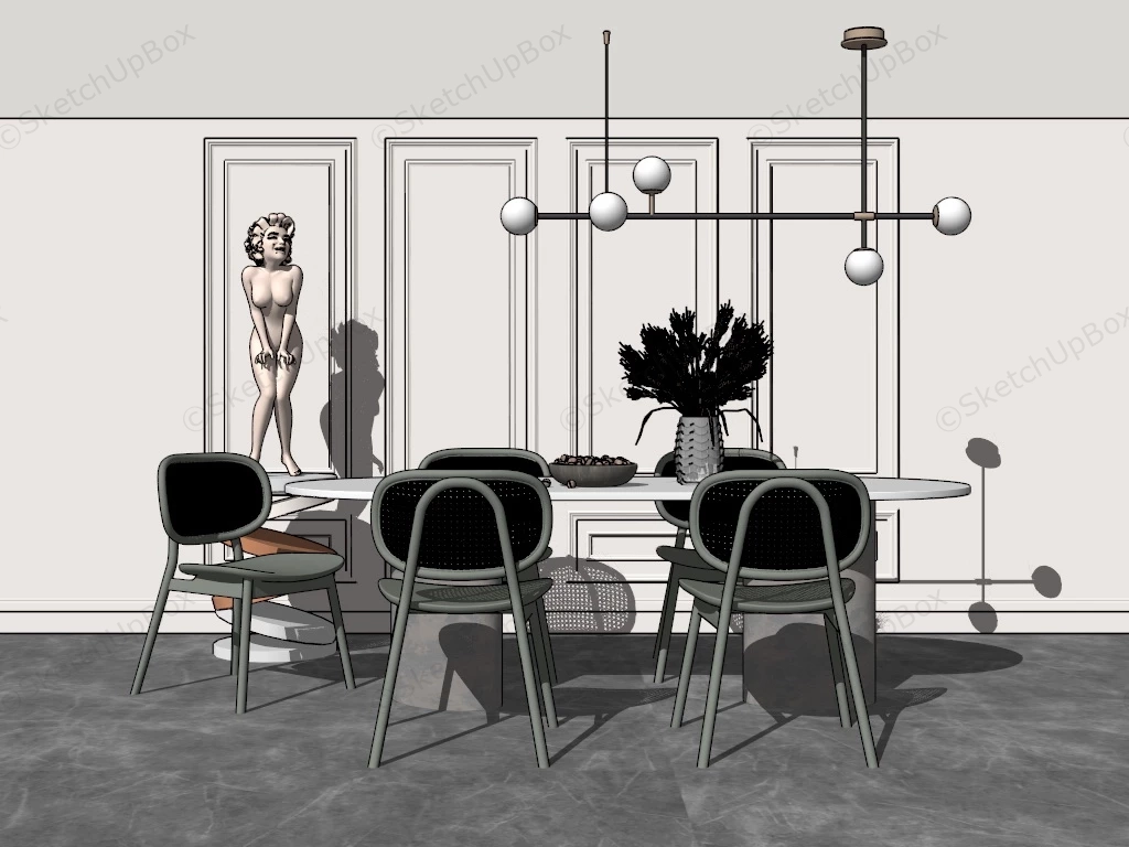 Chic Scandinavian Dining Room Set sketchup model preview - SketchupBox