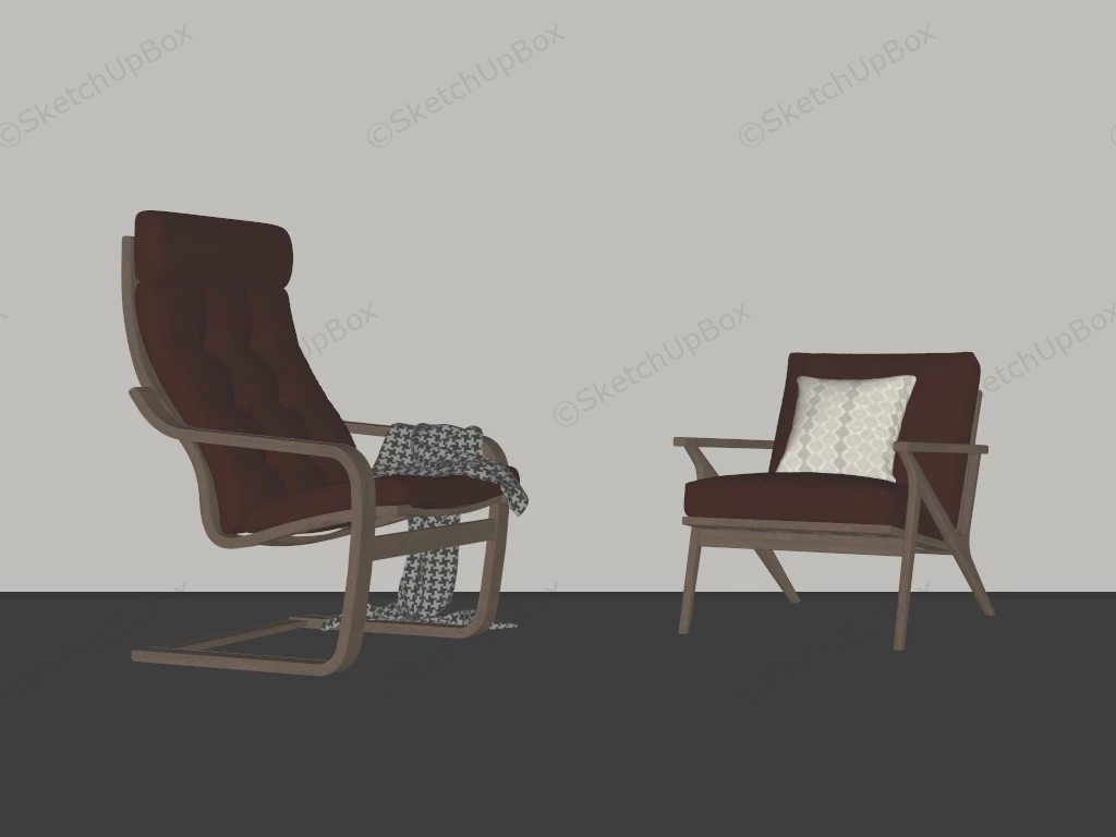 Wood Cantilever Chair & Armchair sketchup model preview - SketchupBox