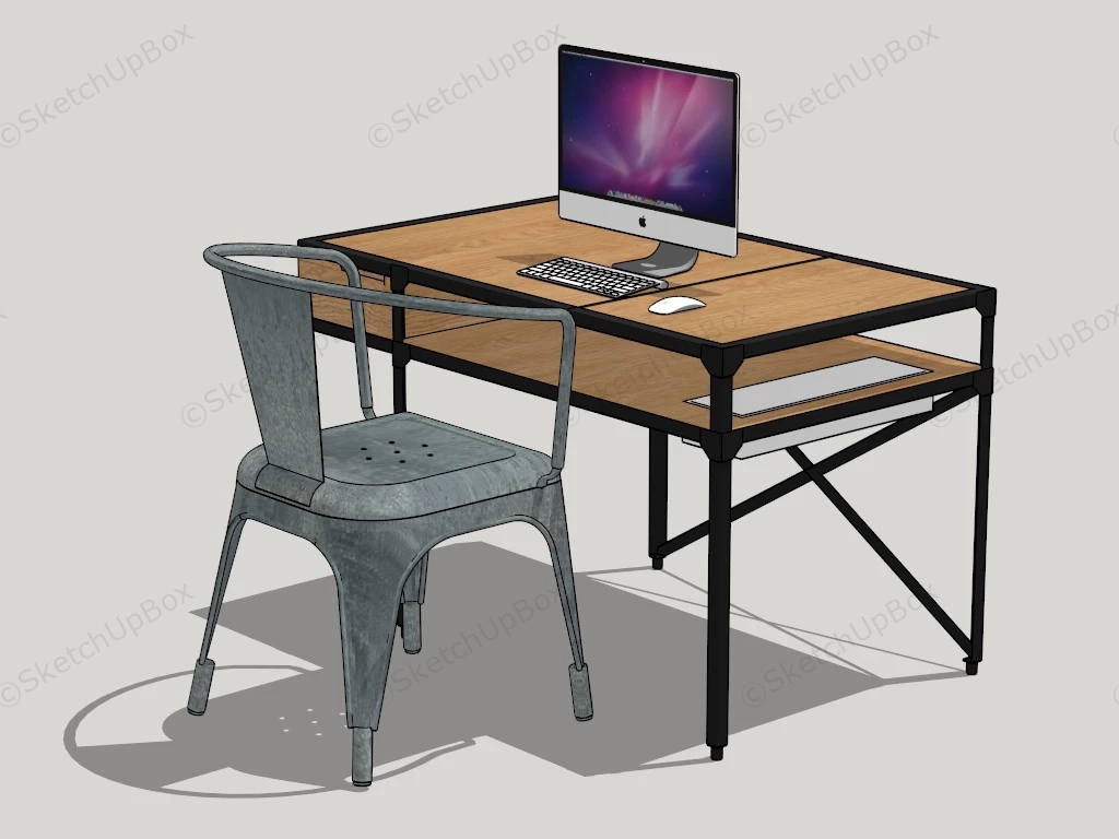 Industrial Computer Desk And Chair sketchup model preview - SketchupBox