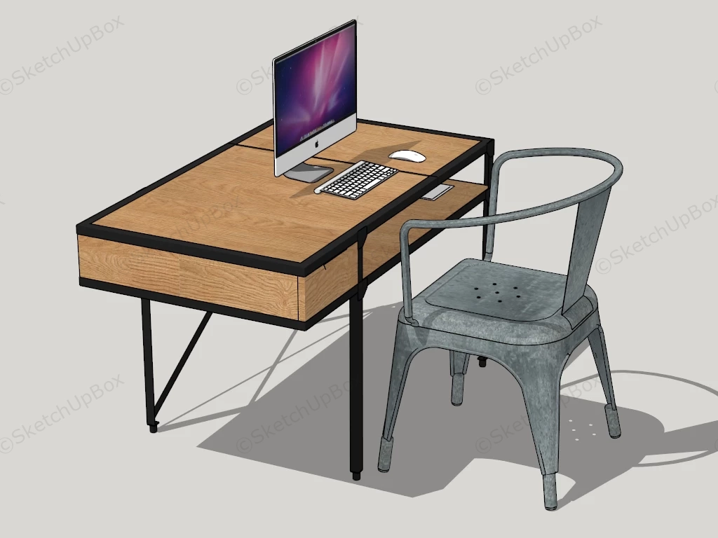 Industrial Computer Desk And Chair sketchup model preview - SketchupBox