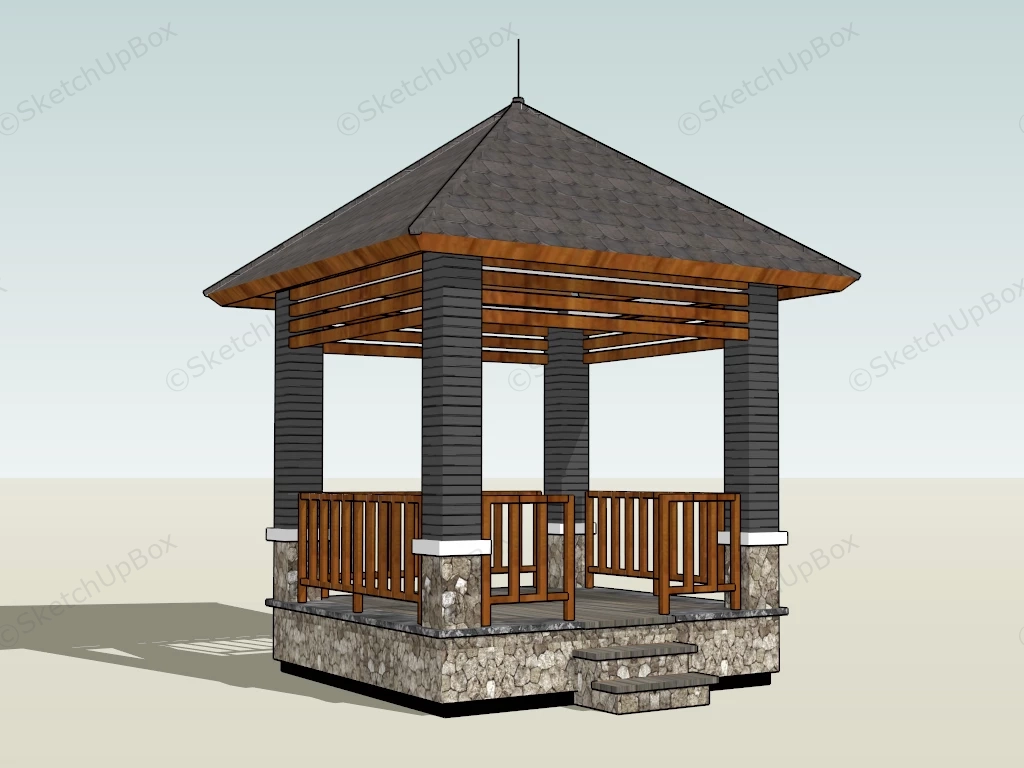 Square Stone Pavilion sketchup model preview - SketchupBox