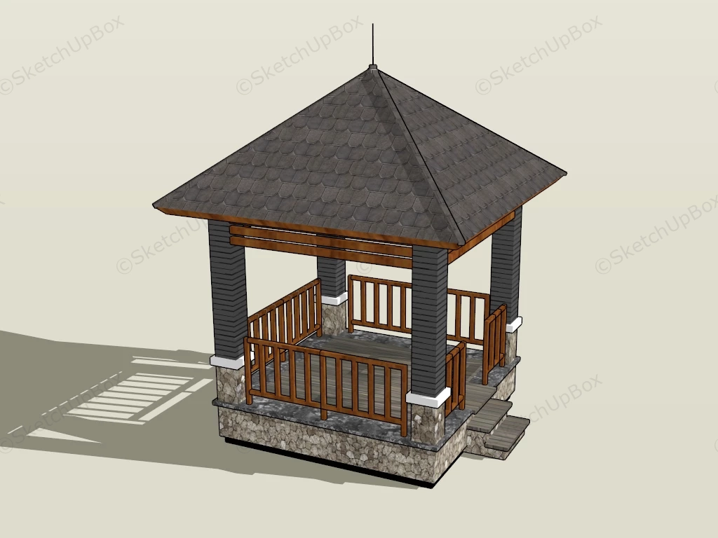 Square Stone Pavilion sketchup model preview - SketchupBox