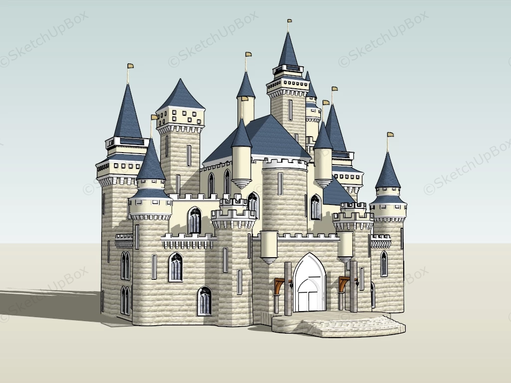 Gothic Castle House sketchup model preview - SketchupBox