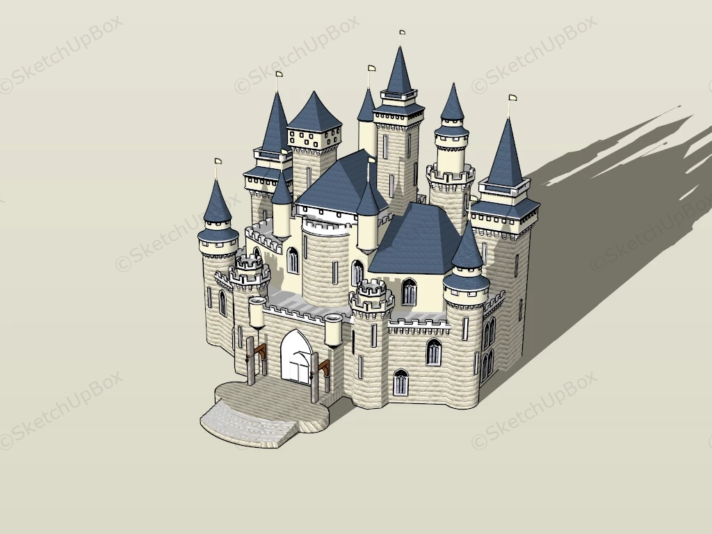 Gothic Castle House sketchup model preview - SketchupBox