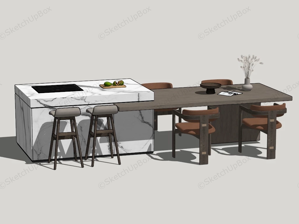 Modern Kitchen Island Bar Counter sketchup model preview - SketchupBox