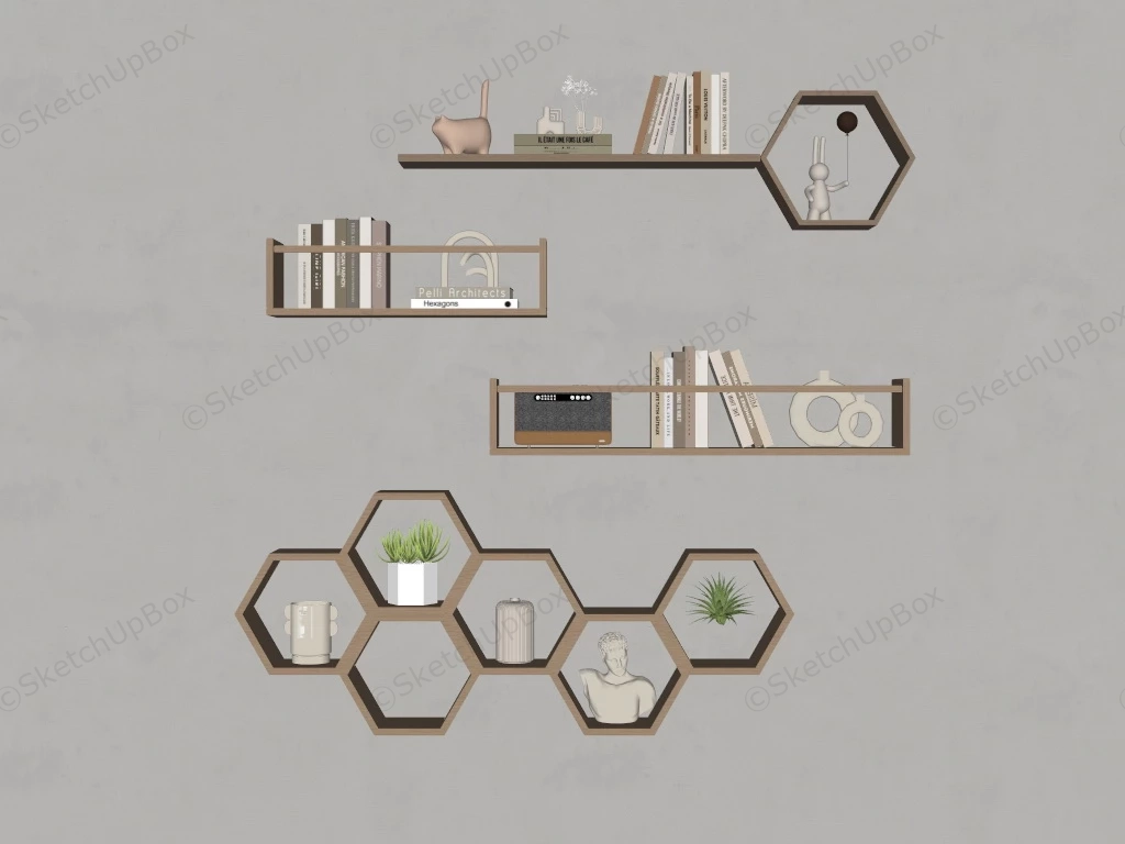 Decorative Wall Shelves sketchup model preview - SketchupBox