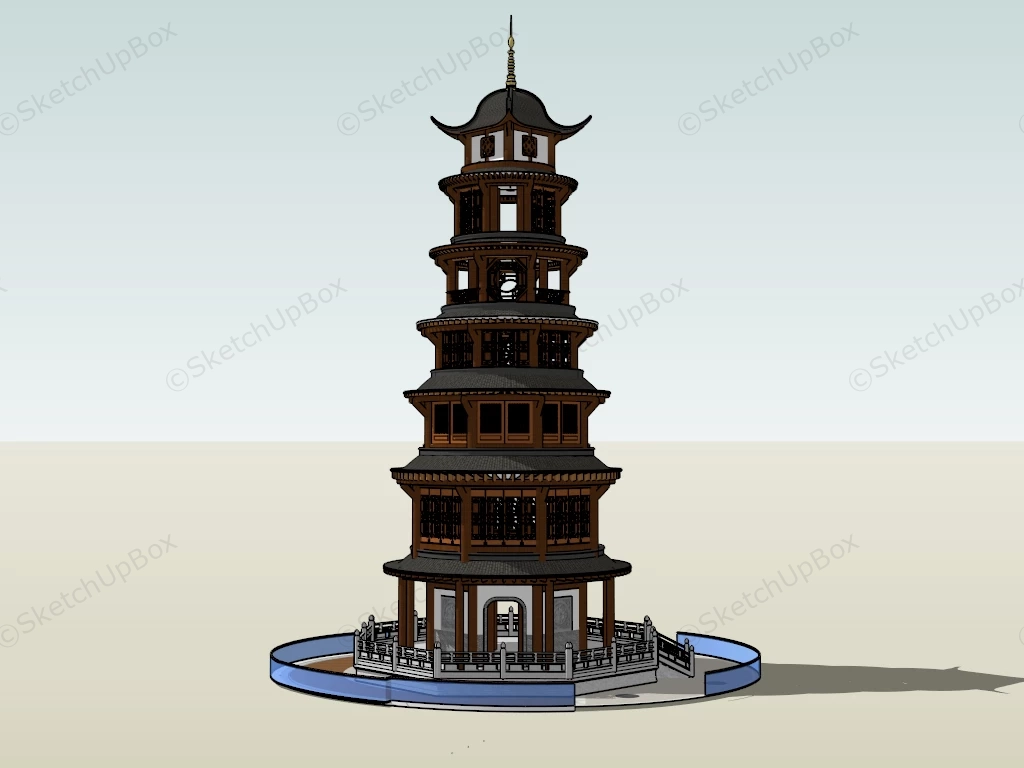 Chinese Buddhist Pagoda sketchup model preview - SketchupBox