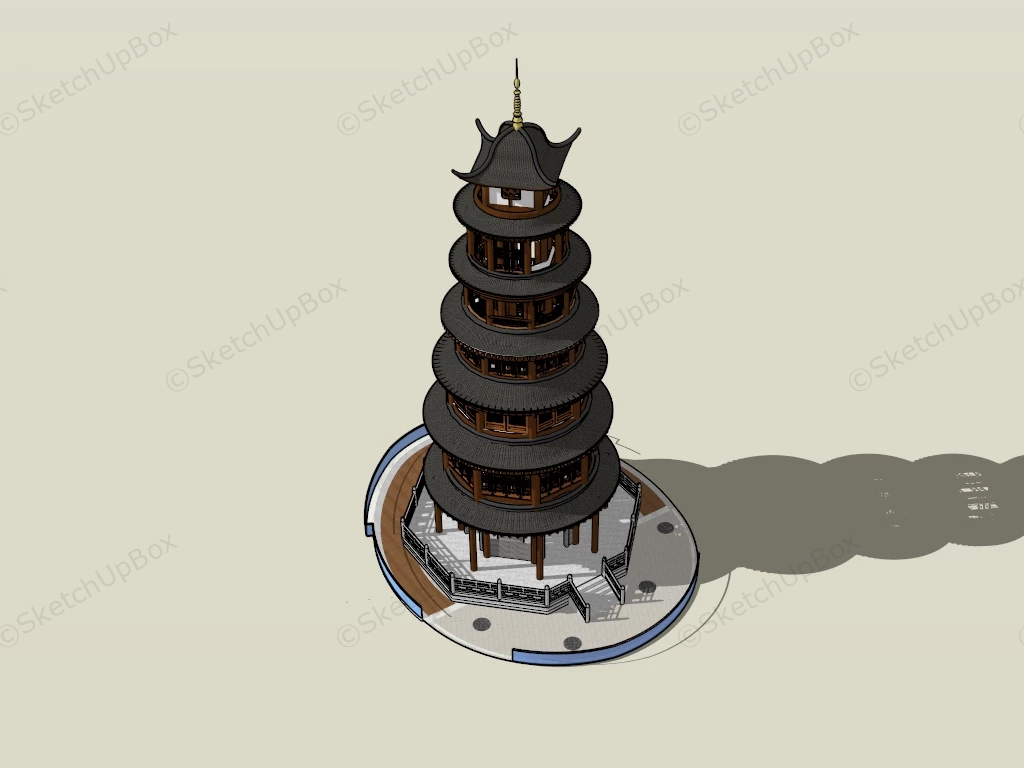 Chinese Buddhist Pagoda sketchup model preview - SketchupBox