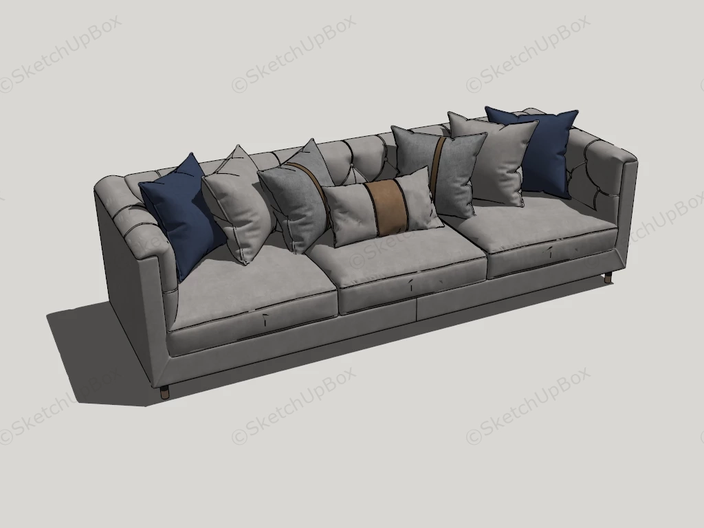 3 Seater Fabric Sofa sketchup model preview - SketchupBox