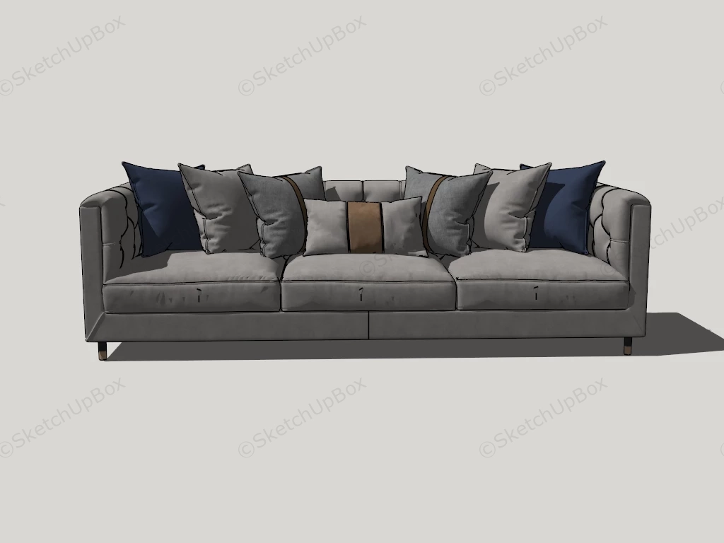 3 Seater Fabric Sofa sketchup model preview - SketchupBox