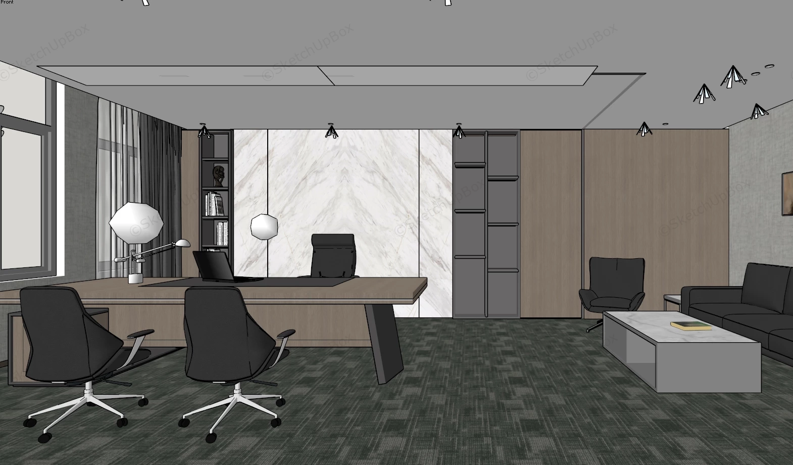 Corporate Executive Office Design sketchup model preview - SketchupBox