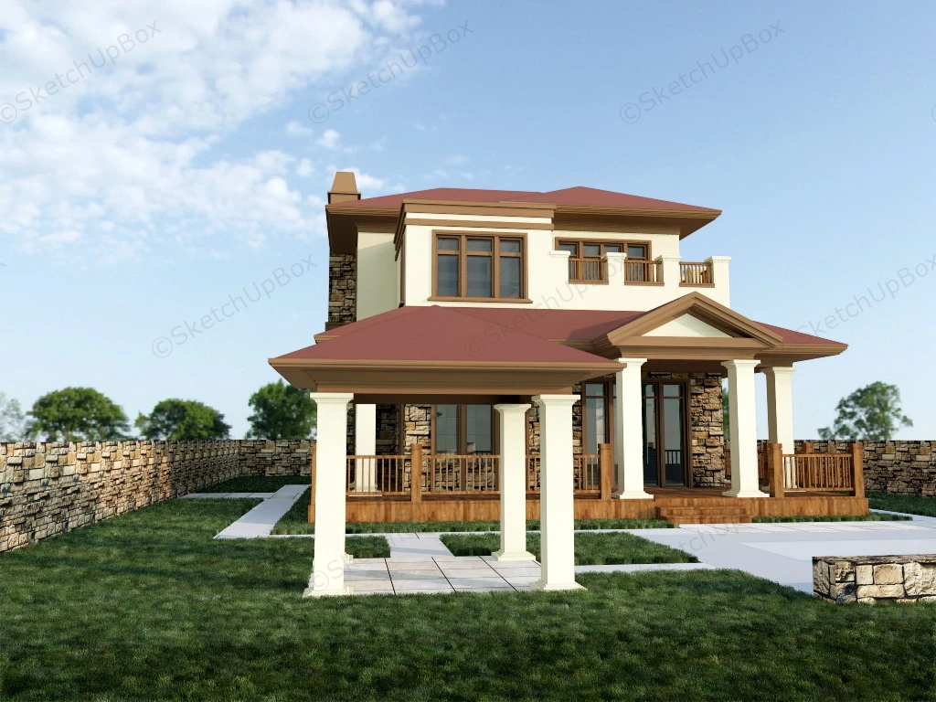 Stone Country House sketchup model preview - SketchupBox