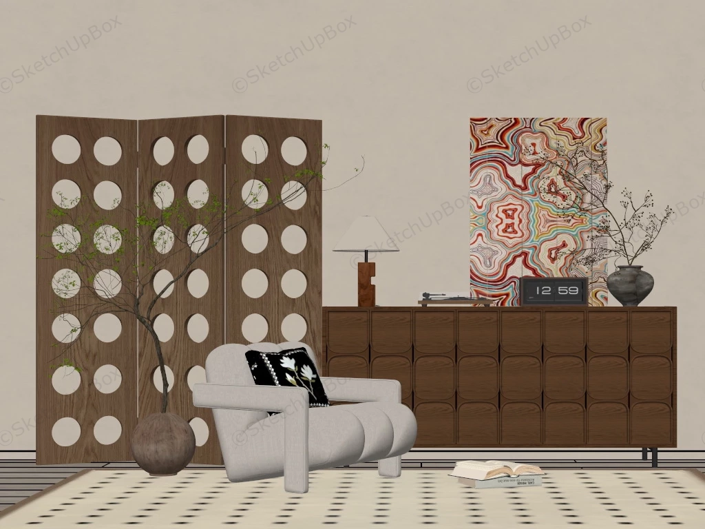 Living Room Sideboard And Armchair sketchup model preview - SketchupBox