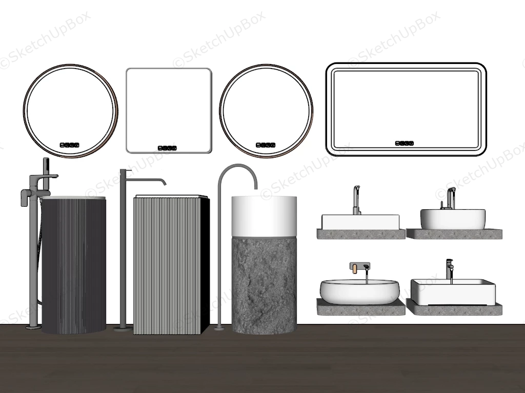 Modern Bathroom Basins Design sketchup model preview - SketchupBox